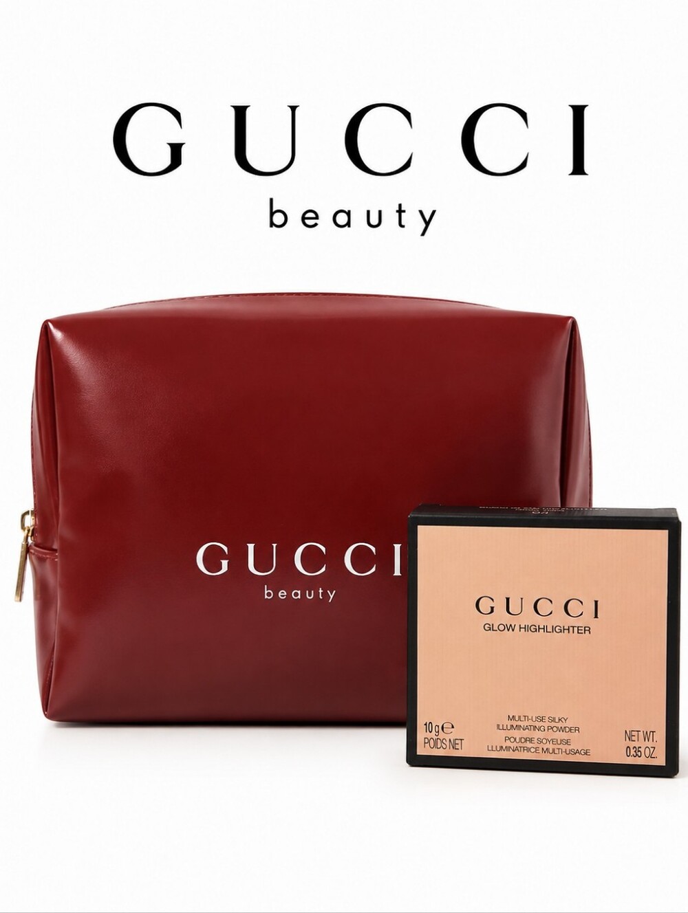 Gucci Glow Highlighter Opal Pink 04 Illuminating Powder NIB & Cosmetic Bag